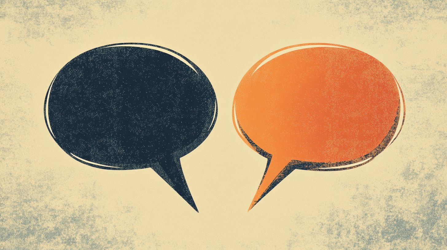Two speech bubbles.
