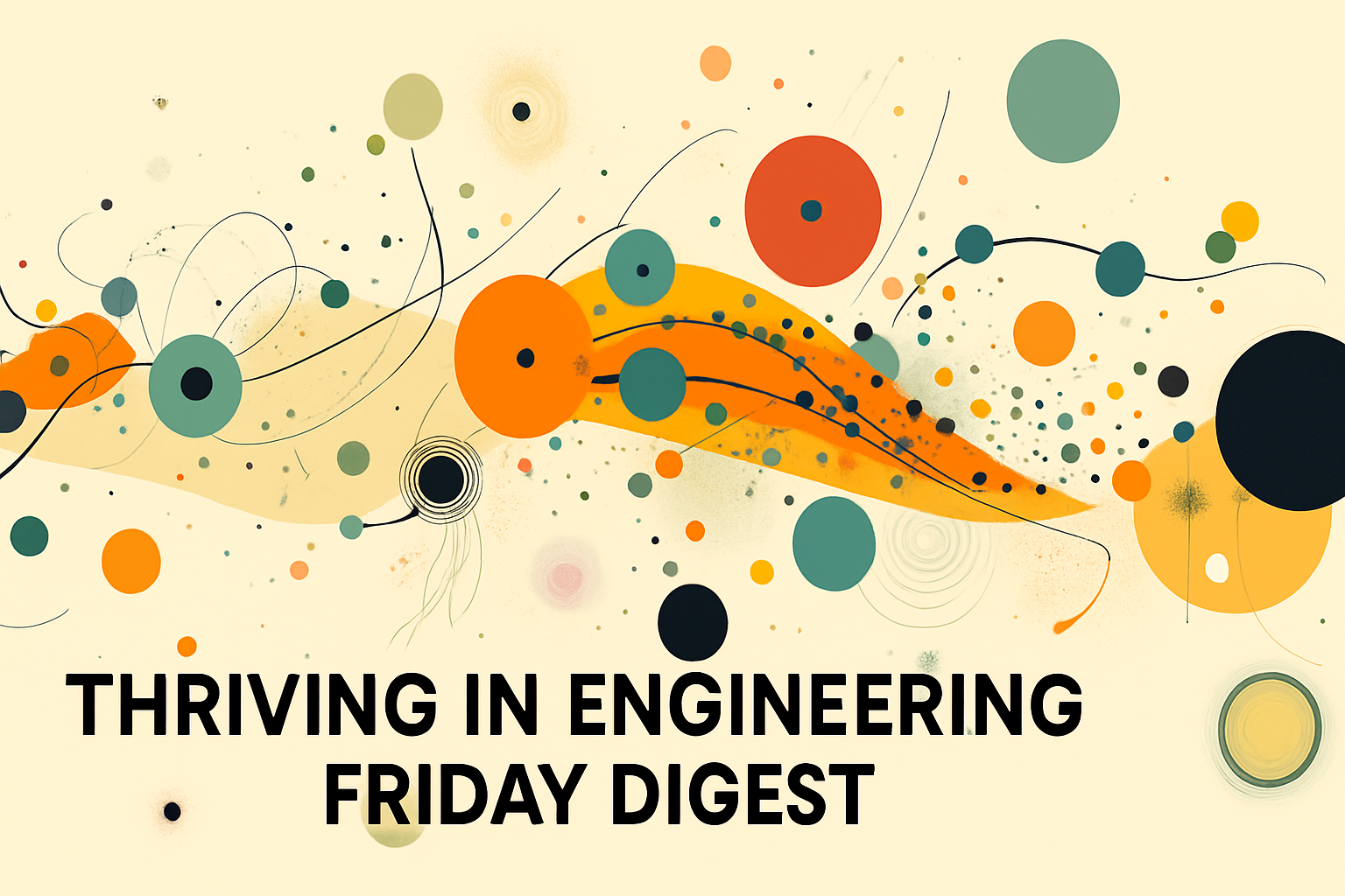 Abstract shapes. Text reads: Thriving In Engineering Friday Digest