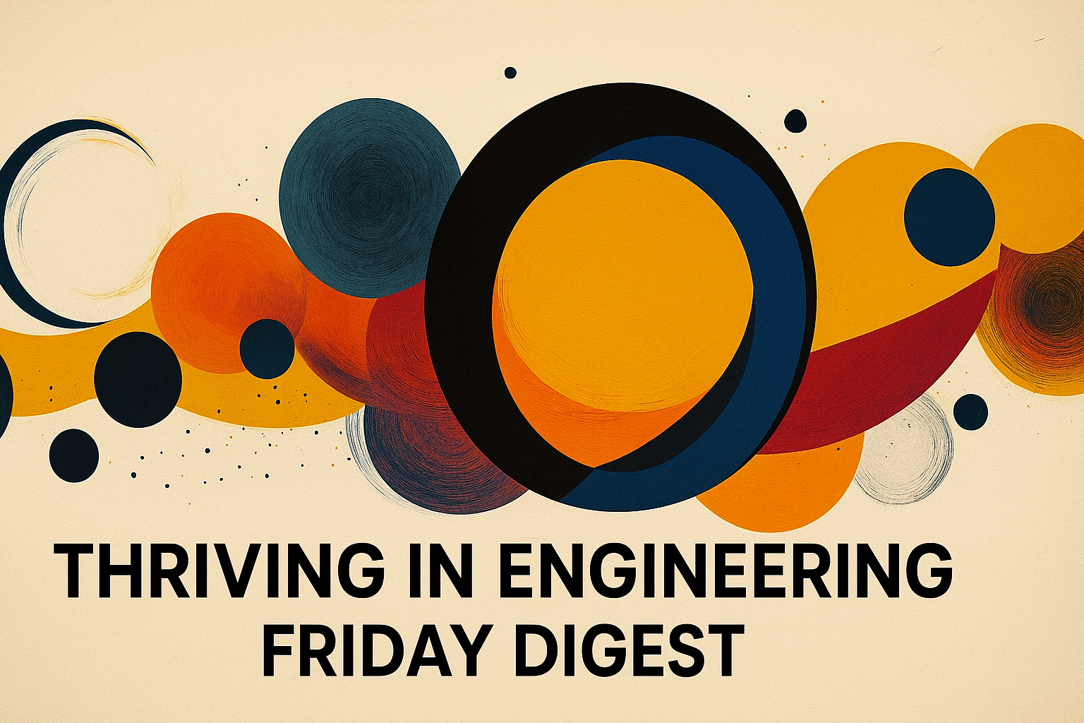 Abstract shapes. Text: Thriving In Engineering Friday Digest.