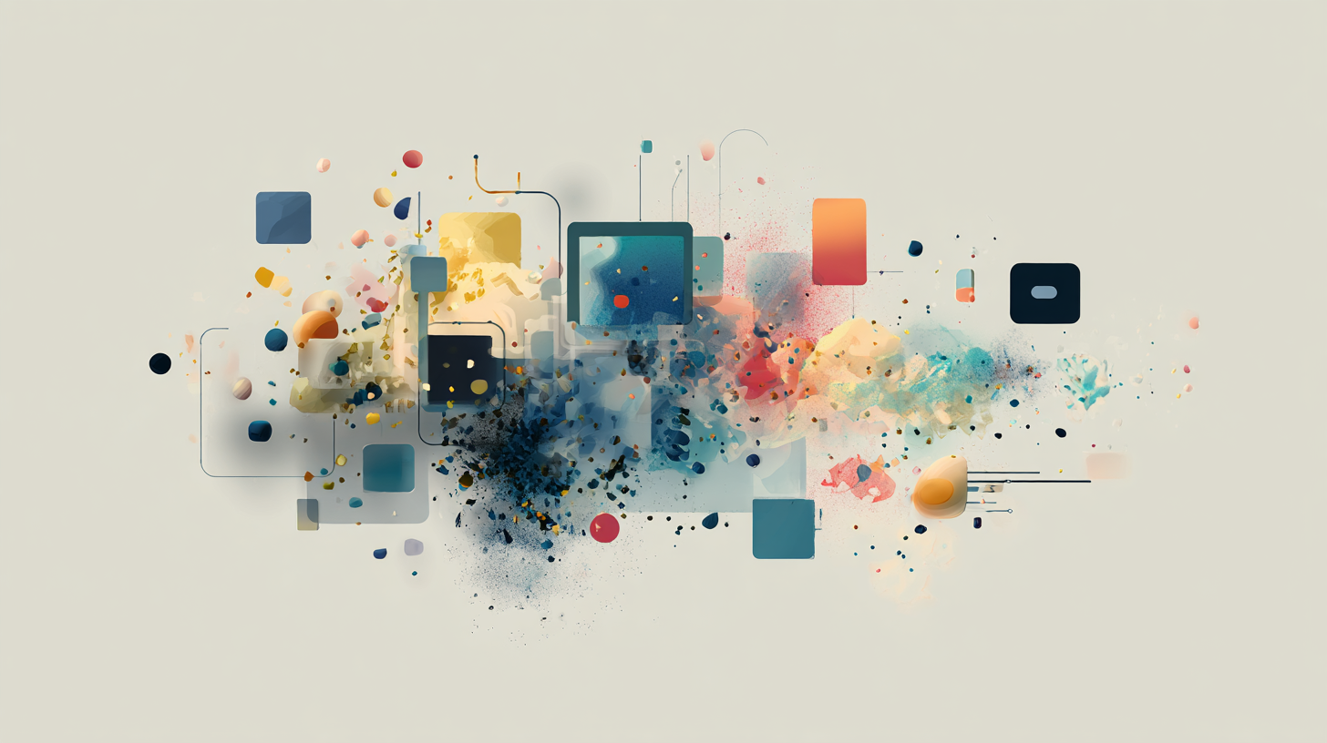 Abstract colorful squares, circles, and patterns