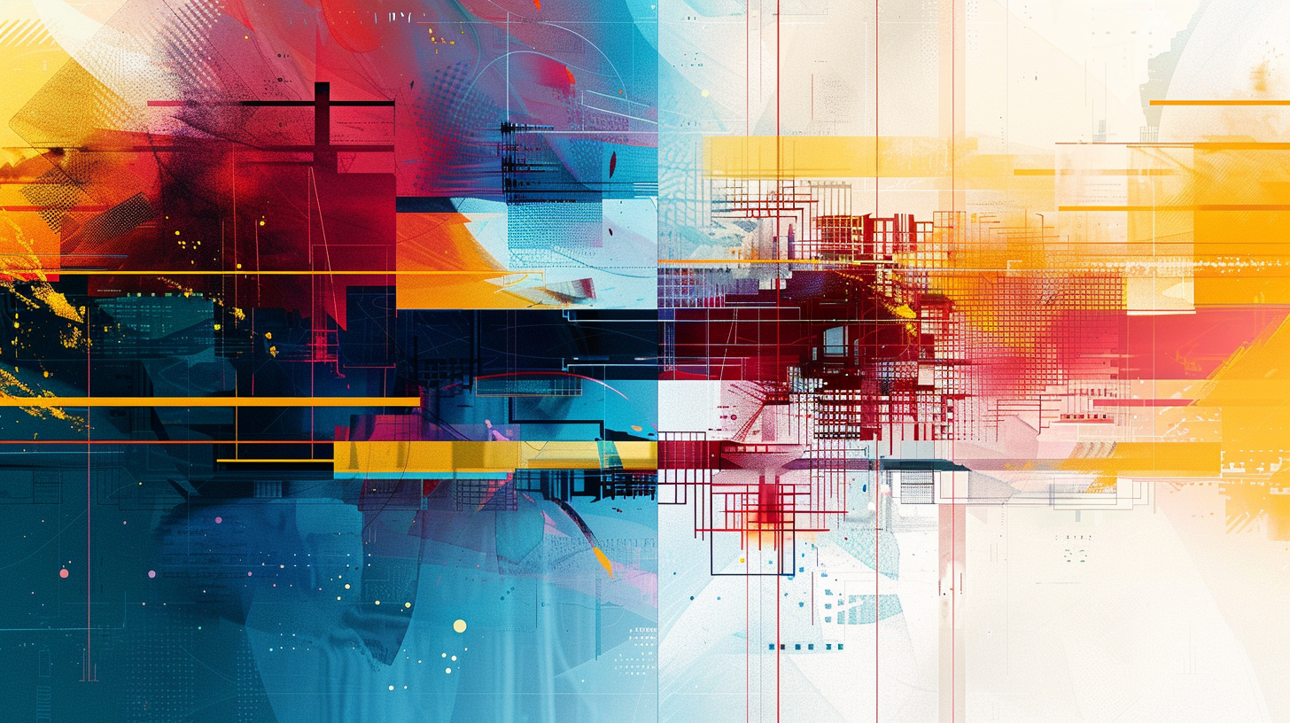 futuristic abstract lines, squares, and elements